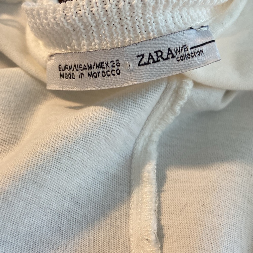 Zara White Fringe Deep VNeck Oversized Embroidered Festival Boho Tribal Top 3465 - Picture 8 of 8
